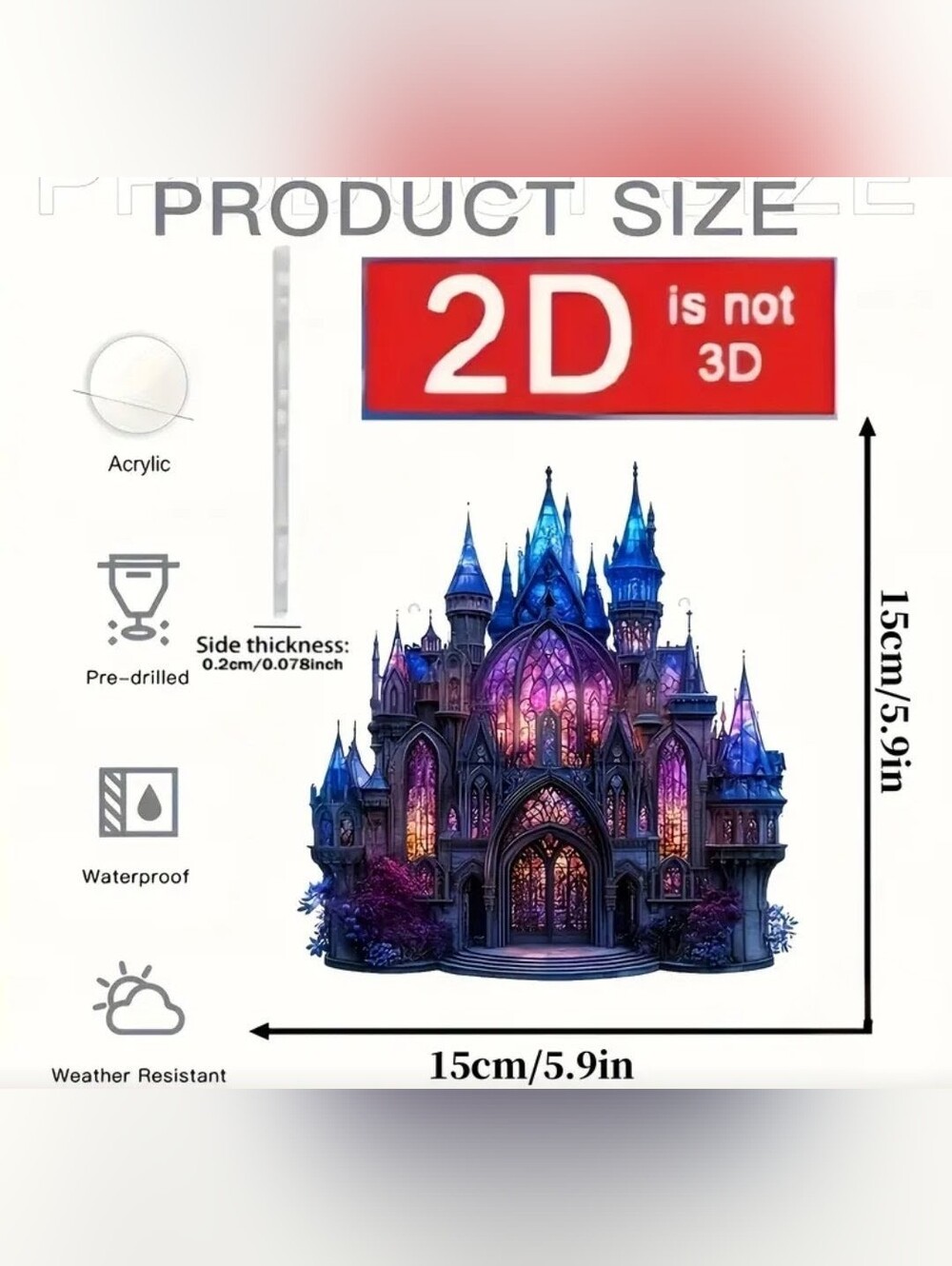 Acrylic Suncatcher Fantasy Castle Sculpture in Blue & Purple - Picture 3 of 3